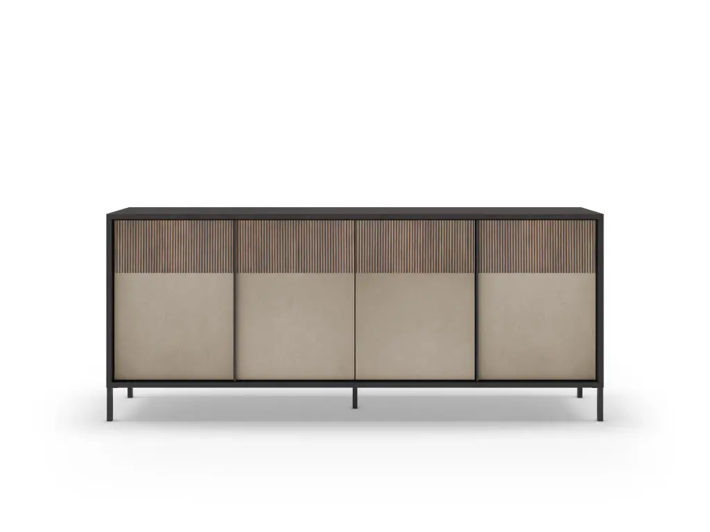 Buffet AMALIA 4 portes lave mercure / argile sérigraphié – 206 x 40 x 85,5