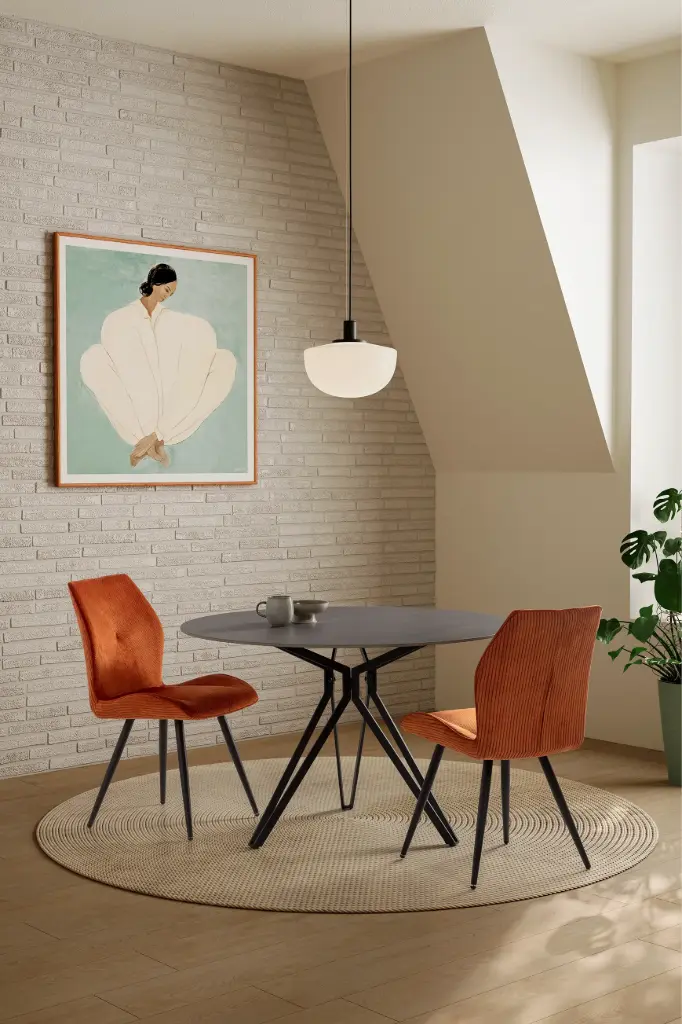 Table ronde AINA 120 cm gris clair – Dim : 120 x 75