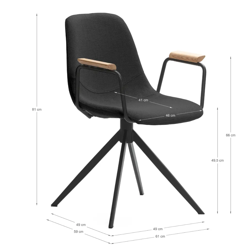 Fauteuil pivotant TALI avec accoudoirs noir – Dim : à confirmer