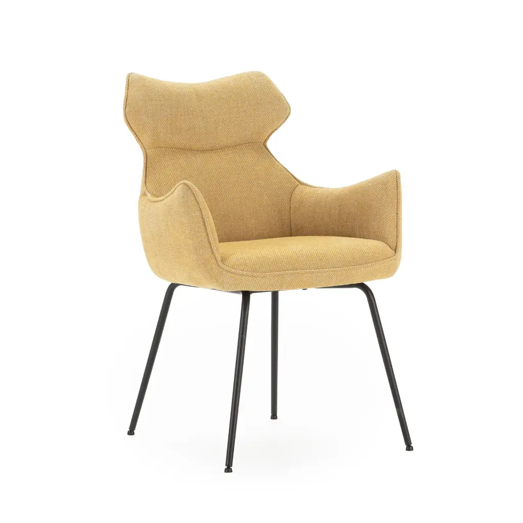 Fauteuil DARA moutarde – Dim :  Largeur: 65  / Long: 60 / Hauteur: 50 / 67 / 90