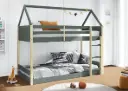 Lit superposé Montessori SILA  A/maison vert kaki – Dim : 200 x 105 x 175
