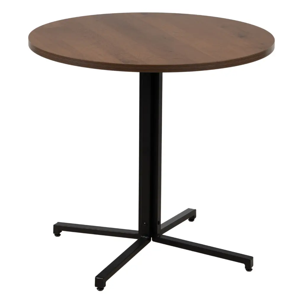 Table repas Naturel & Noir en MDF et Métal – Dim : 80x80x75 cm