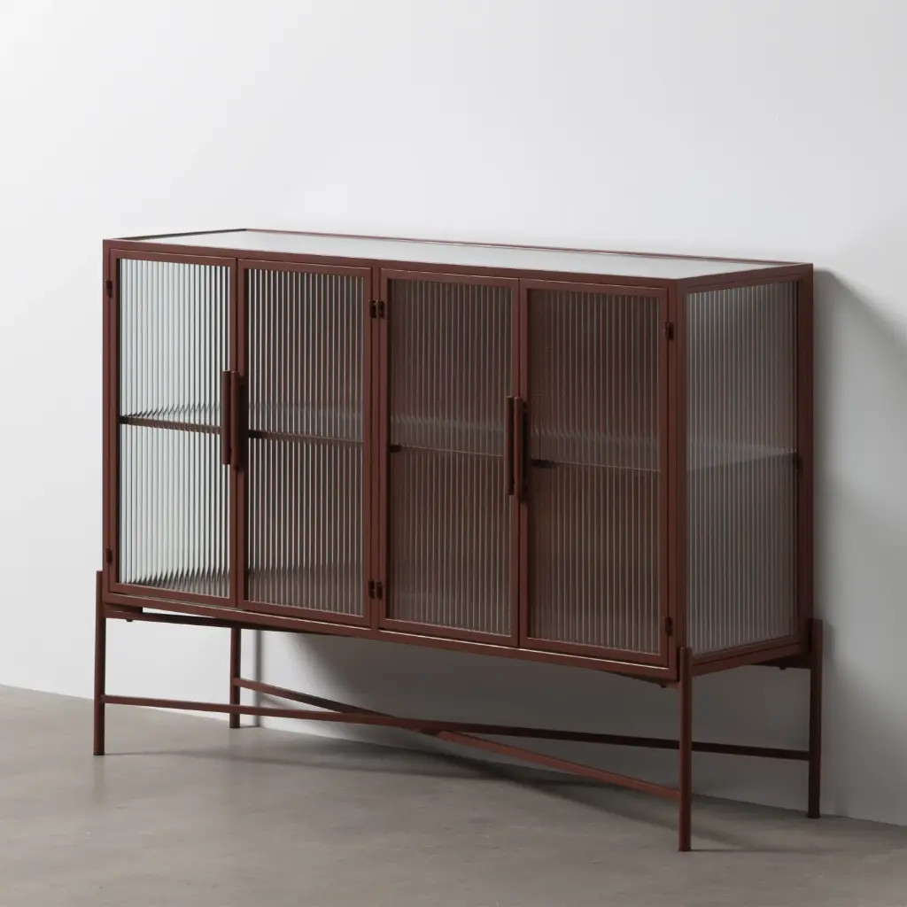 Bahut Métal & Cristal raffiné – Dim : 120x35x85 cm