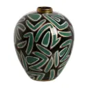 Vase en Porcelaine Noir & Vert – Dim : 28x28x34 cm