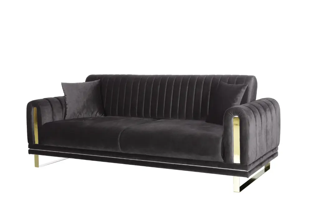 Canapé NEPAL 3 places – tissu Maya Gris (L:223 / P:92 / H:85 cm)