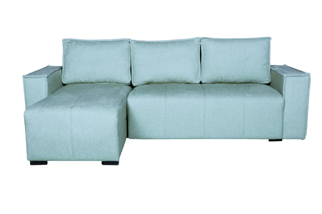 Canapé convertible MONTANA d’angle réversible avec coffre – tissu Lumos Vert Menthe (L:237 / P:169 / H:87 cm)
