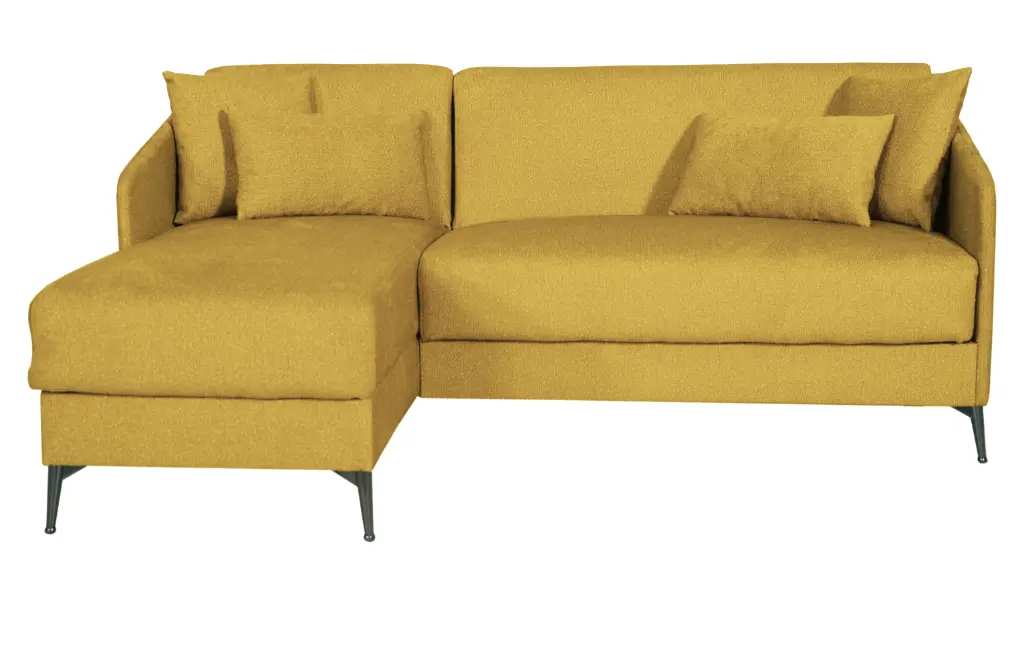Canapé LIZA d’angle avec coffre – tissu Mabel Jaune (L:200 / P:150 / H:87 cm)