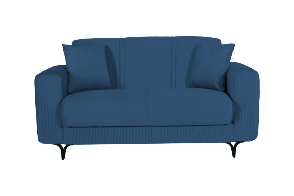 Canapé HARIS convertible 2 places – tissu Maya Bleu (L:160 / P:85 / H:87 cm)