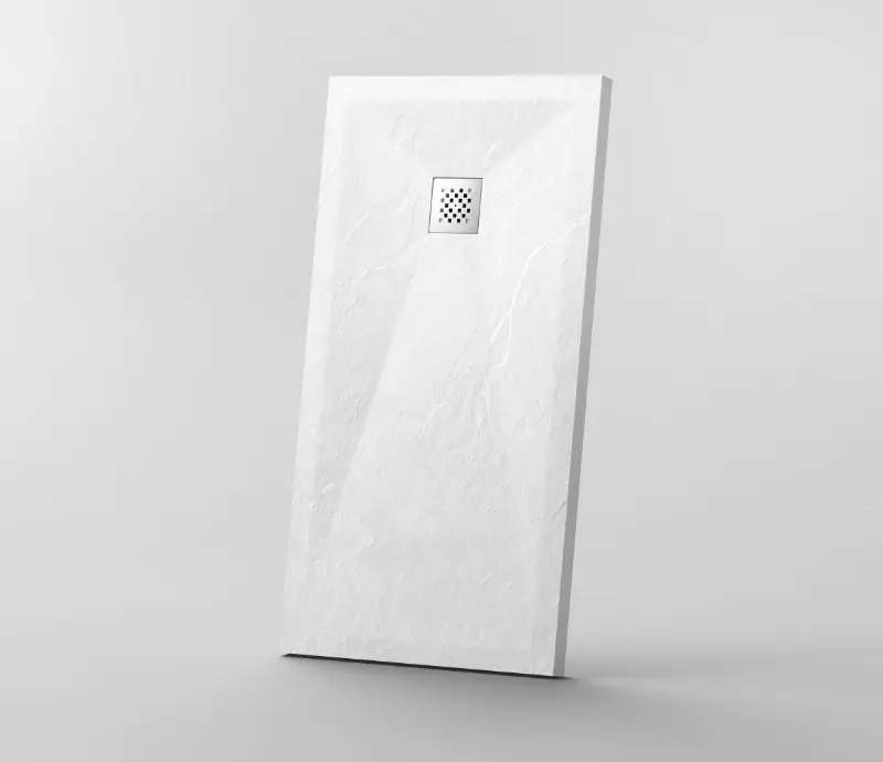 Receveur AURÉA Blanc Perle complet – carré – 900 x 900 x 25 mm – Résine minérale