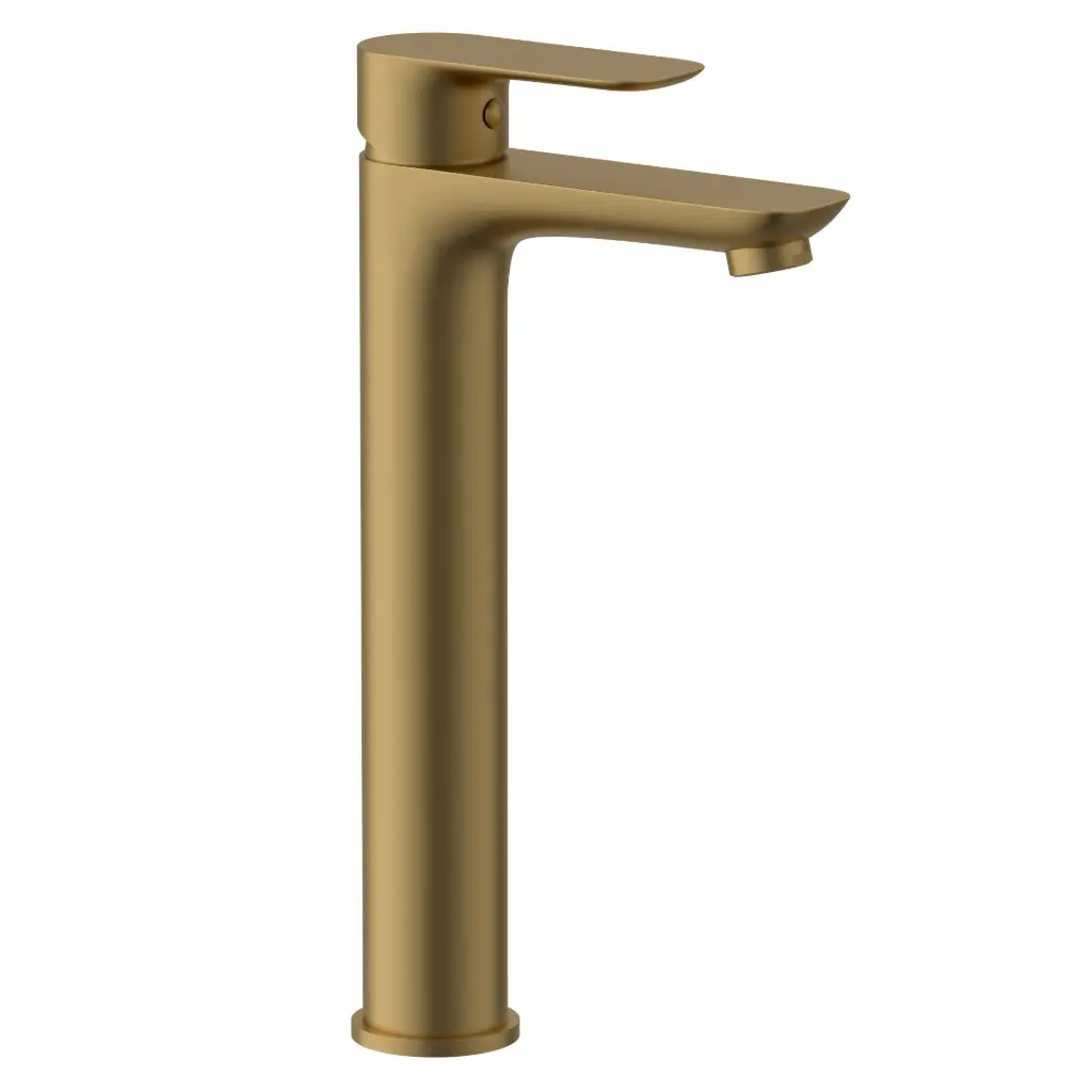 Mitigeur lavabo haut – Or brossé – Finition élégante – Gamme luxe