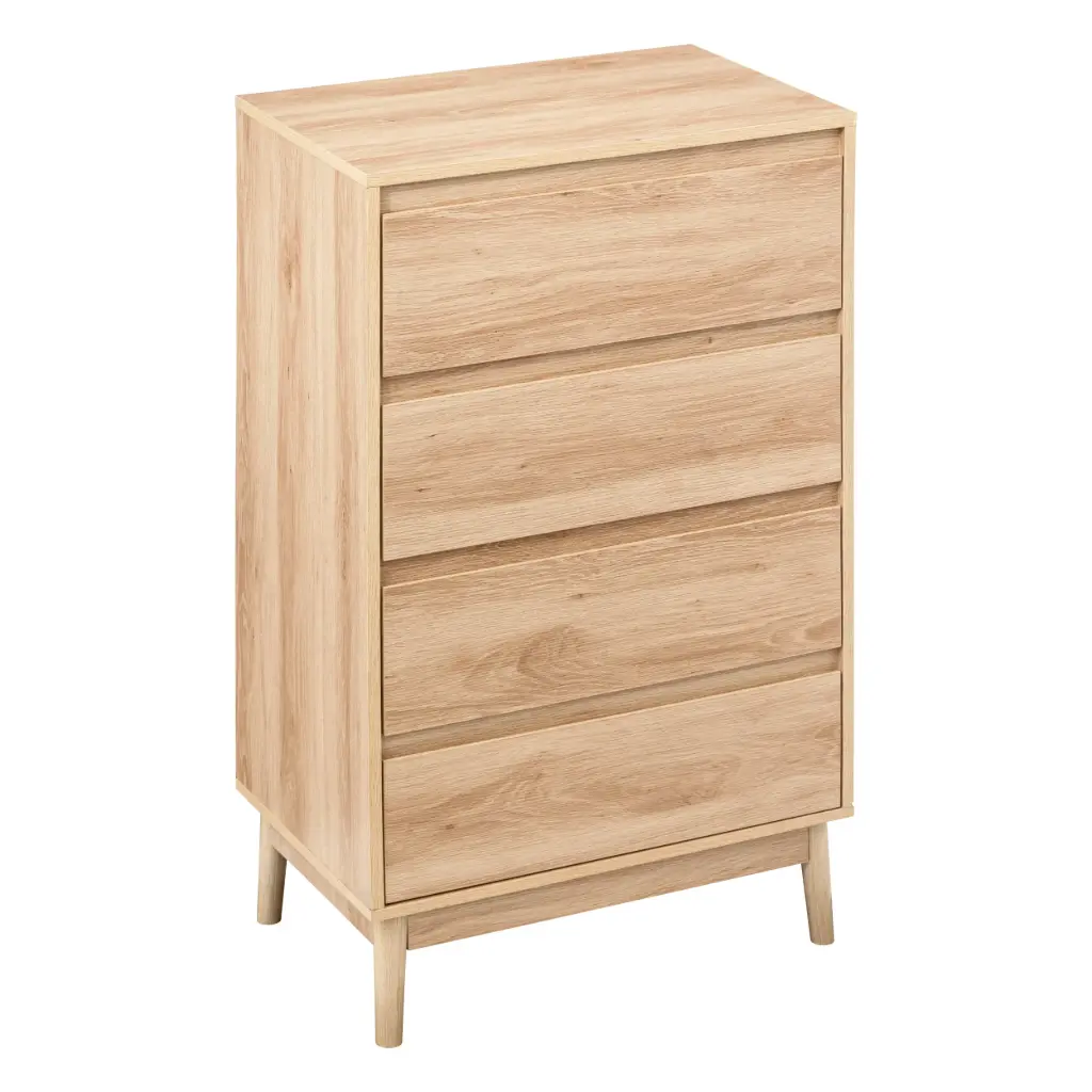 Commode ABANA 4 tiroirs finition chêne naturel, dimensions L60 x P40 x H107,3 cm