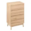 Commode ABANA 4 tiroirs finition chêne naturel, dimensions L60 x P40 x H107,3 cm