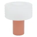 Lampe à poser ASTI coloris brun, pied en céramique, abat-jour en verre sablé, diamètre 32 x H36 cm