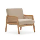 FAUTEUIL bois/rattan DEBRA Beige – Accoudoirs  – Dim. L70 x P75 x H85 cm 