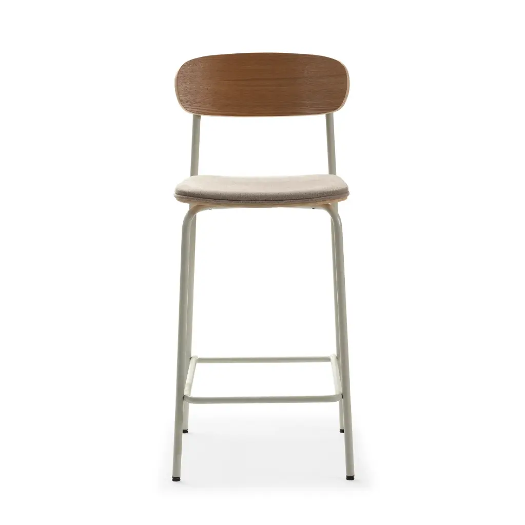 TABOURET ADRIANA Beige – Pieds Blanc – Dim. L40 x P40 x H45 cm