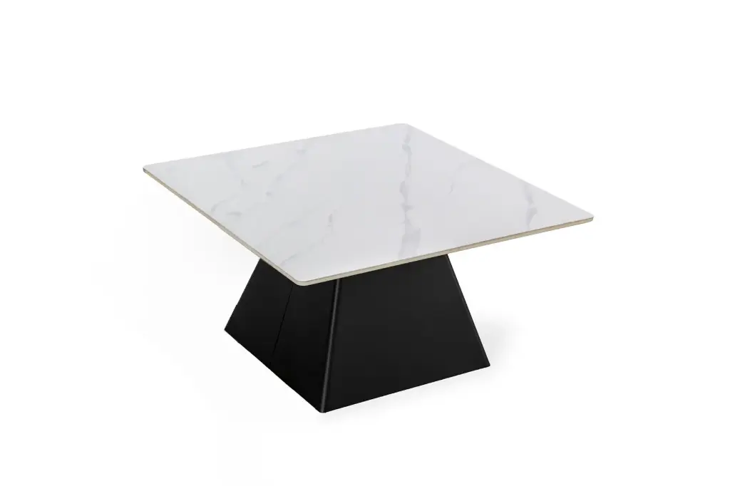 TABLE BASSE MERVE – Blanc Mat – Pied métal – Dim. L100 x P60 x H40 cm