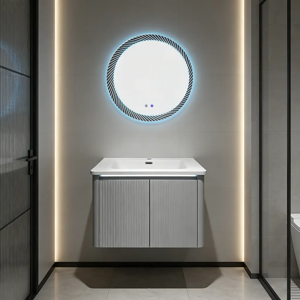 MOON LIGHT Meuble salle de bain + Miroir 800x500x450mm MDF