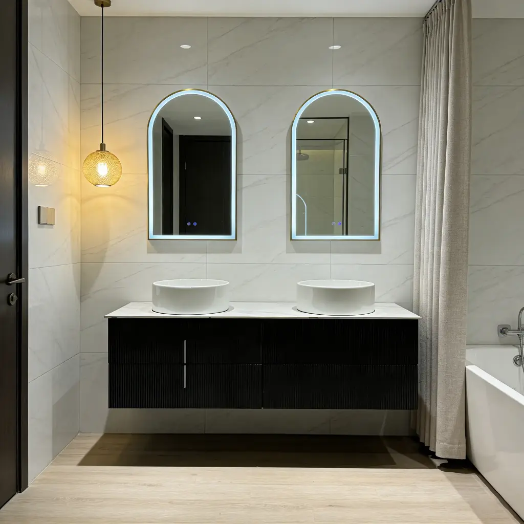 Épure Sylvan Meuble salle de bain noir 1500x510x450mm MDF