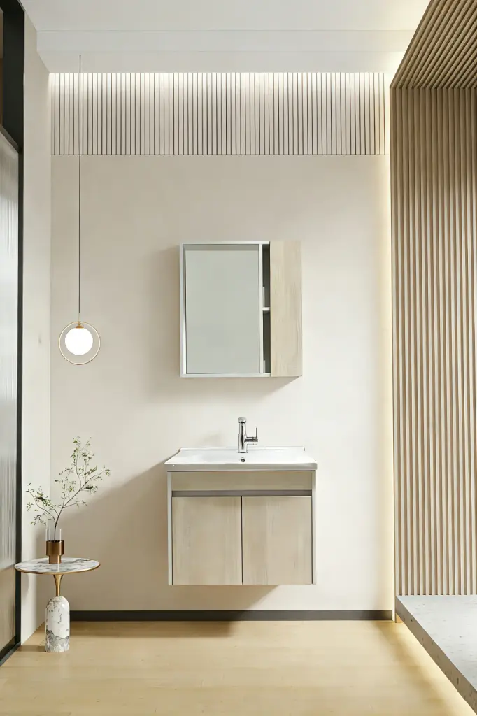 Creamy Sky Meuble salle de bain + Miroir 550x120x630mm MDF 