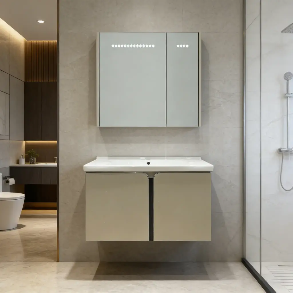 Sublime Meuble salle de bain 800x500x480mm PVC  - EN 2 COLIS - 