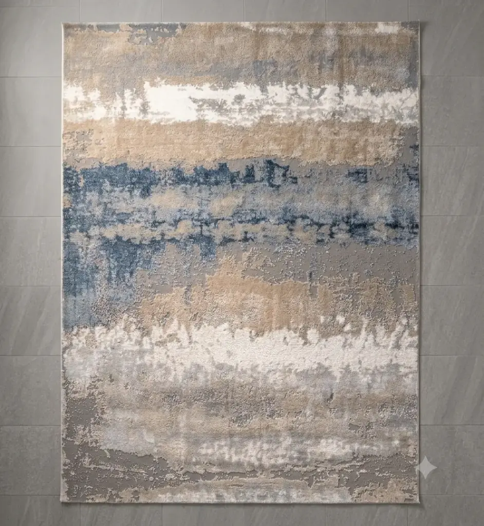 Horizon Minéral-Tapis nuance bleu, beige et gris en dimension 160*230