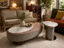 Table Basse Duo Organique - Marbre et bois