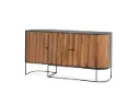 Buffet Curve 3 portes, bois de manguier, pieds métal — 165 × 40 × 90 cm