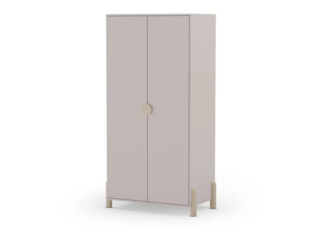 Armoire Enola 2 portes, crème et cire blanche — 93 × 45 × 180 cm