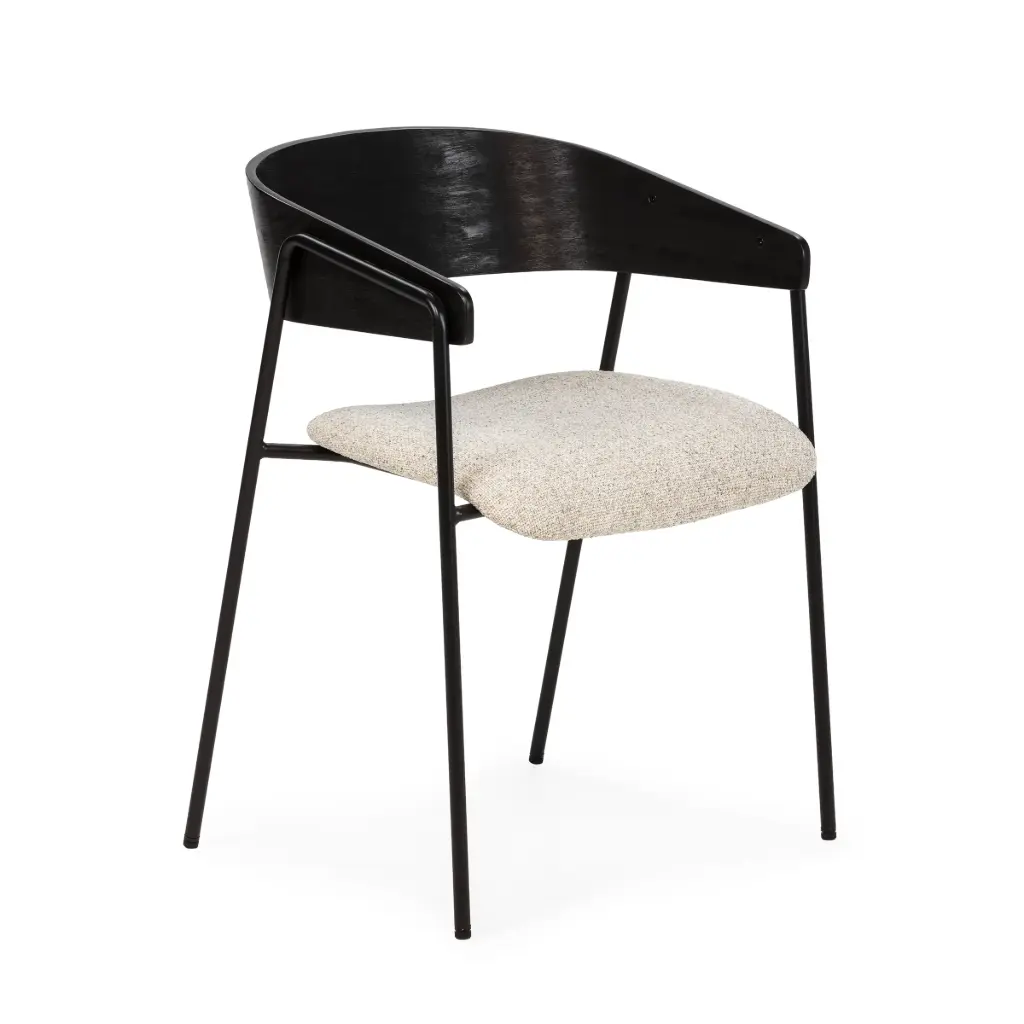Chaise Cora beige et noire, pieds en métal noir — 49 × 54 × 72,5 cm