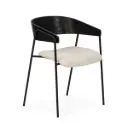 Chaise Cora beige et noire, pieds en métal noir — 49 × 54 × 72,5 cm