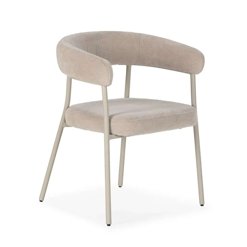 Chaise Yuri beige, pieds crème — 55 × 60 × 74,5 cm