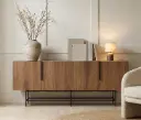 Buffet Eldia 4 portes, 200 cm, chêne UD, pieds métal — 200 × 40 × 77,9 cm