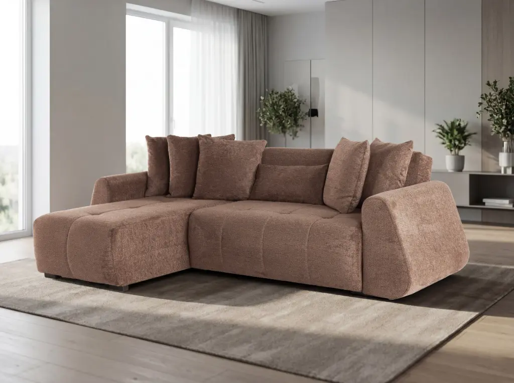 MEGA – Canapé d'angle réversible convertible – Cappuccino / CAPPUCCINO – L267 × P170 × H85 cm