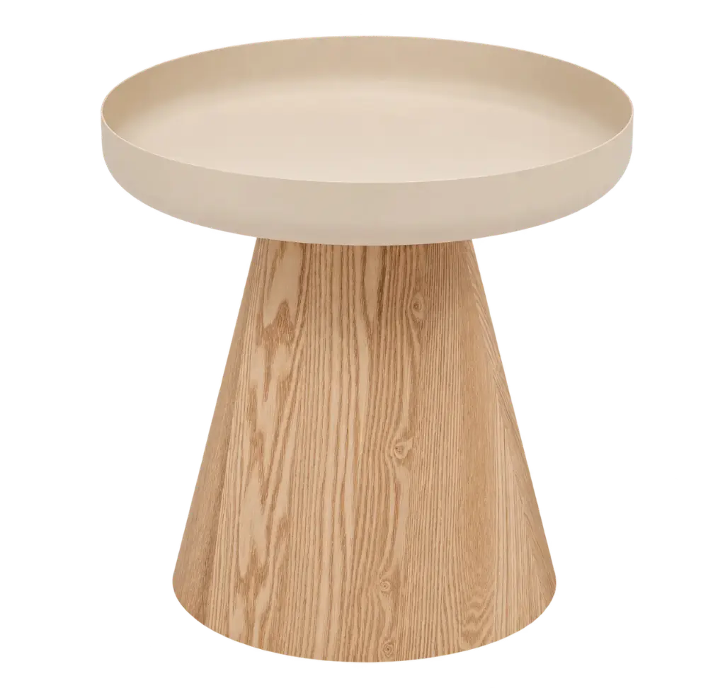 Table HERCYNA argile structure en métal et plateau MDF Diamètre 40 x H41.8 cm 