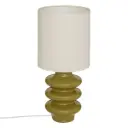 Lampe VINUS vert kaki Céramique torsadée Abat jour lin Diamètre 20x H 44.3 cm 