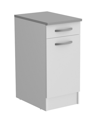 [244009] EKO BLANC MEUBLE BAS B40 1TIROIR+1PORTE L.40 H.86 P.60 cm