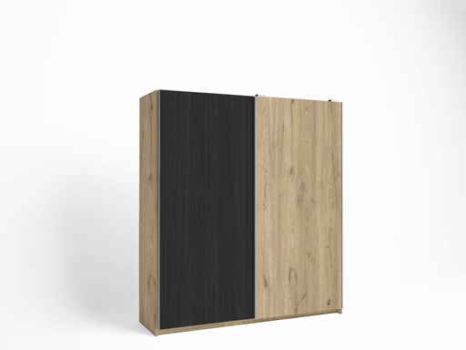 [14544_EX] ARMOIRE SAHARA 2 PORTES COULISSANTS NATUREL/BOCAMINA l.182cm x P.56cm x H.200cm
