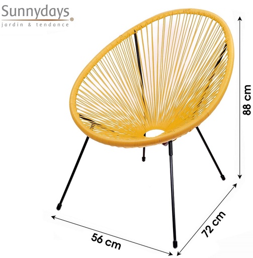 [227012] Le "Cabana" Fauteuil résine jaune moutarde 4 pieds d72cm h88cm - Jardin