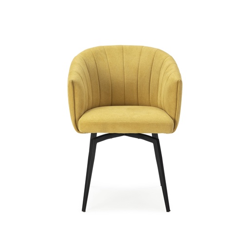 [15831] 15831 FAUTEUIL PIVOTANT ENKA TISSU MOUTARDE 61X60X49/68/81