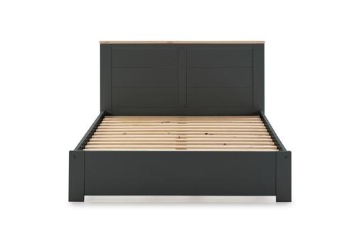 [15176] Lit Akira 140X190 gris ant/blanc cire avec sommier