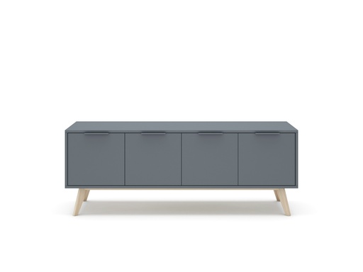 [16391] MEUBLE TV PISCO 4P VERT KAKI 444C/CIRE BLANC 140X40X53 PIN VERT KAKI/CIRE BLANC