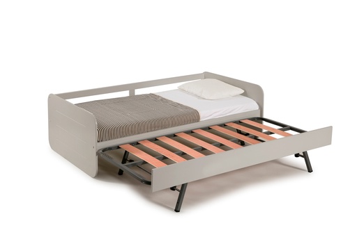 [13044] Lit Gigogne Redona 90X190 gris avec sommier 195X105X60