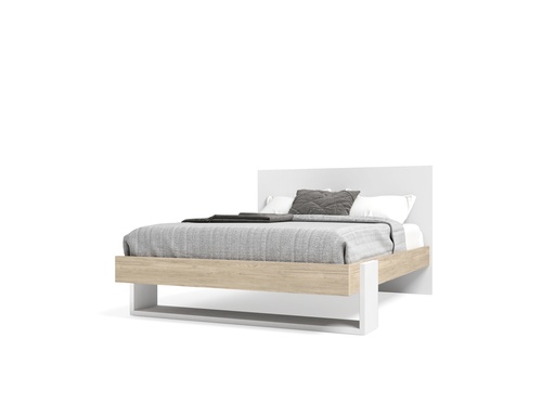 [16205EX] Lit Coros 160X200 Sahara/melanine blanc mat sans sommier