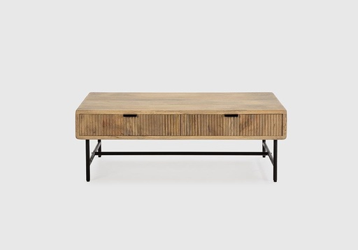 [16542] TABLE BASSE MUNDRA 120CM BOIS DE MANGUIER NATUREL,PIEDS METAL 120X60X45