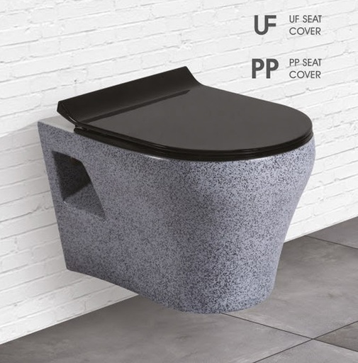 [RETRO 001] WC SUSPENDU RETRO GRANITE GRIS + ABATTANT NOIR L.54,5 X l.36,5 X H.33 cm
