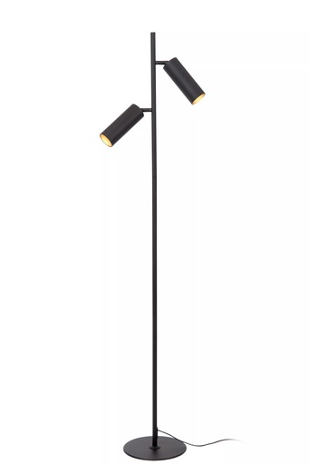 [09739/02/30 ] CLUBS - Lampadaire - 2xGU10 - Noir - Dimensions L x l x h  : 22 cm x 22 cm x 140 cm
