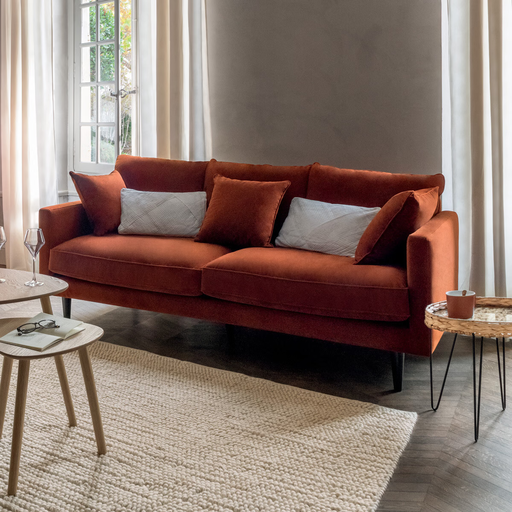 [184935B] CANDICE CANAPE 3 PLACES VELOUR  AMBRE AGGLOMERE