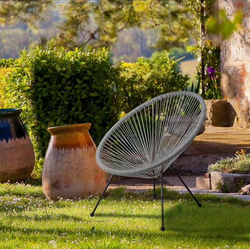 [227011] Le "Cabana" fauteuil en resine Gris Foncé structure en metal noir 4 pieds d72cm h88cm - Jardin