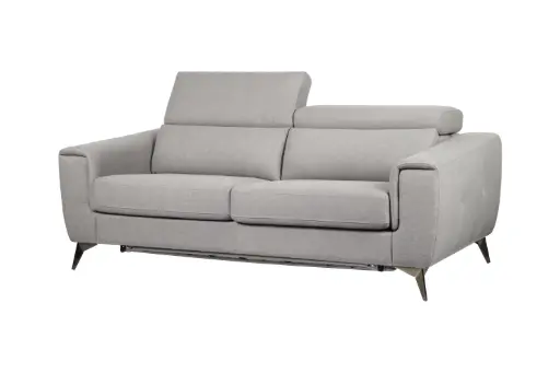 [MB2298-RD0630-1] Canapé 3 places RAPIDO 209x105x84 cm – Convertible avec matelas 140x190 cm inclus et repose-têtes ajustables Couleur RD0630-1-Gris Clair  