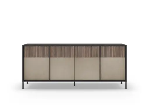 [17442] Buffet AMALIA 4 portes lave mercure / argile sérigraphié – 206 x 40 x 85,5